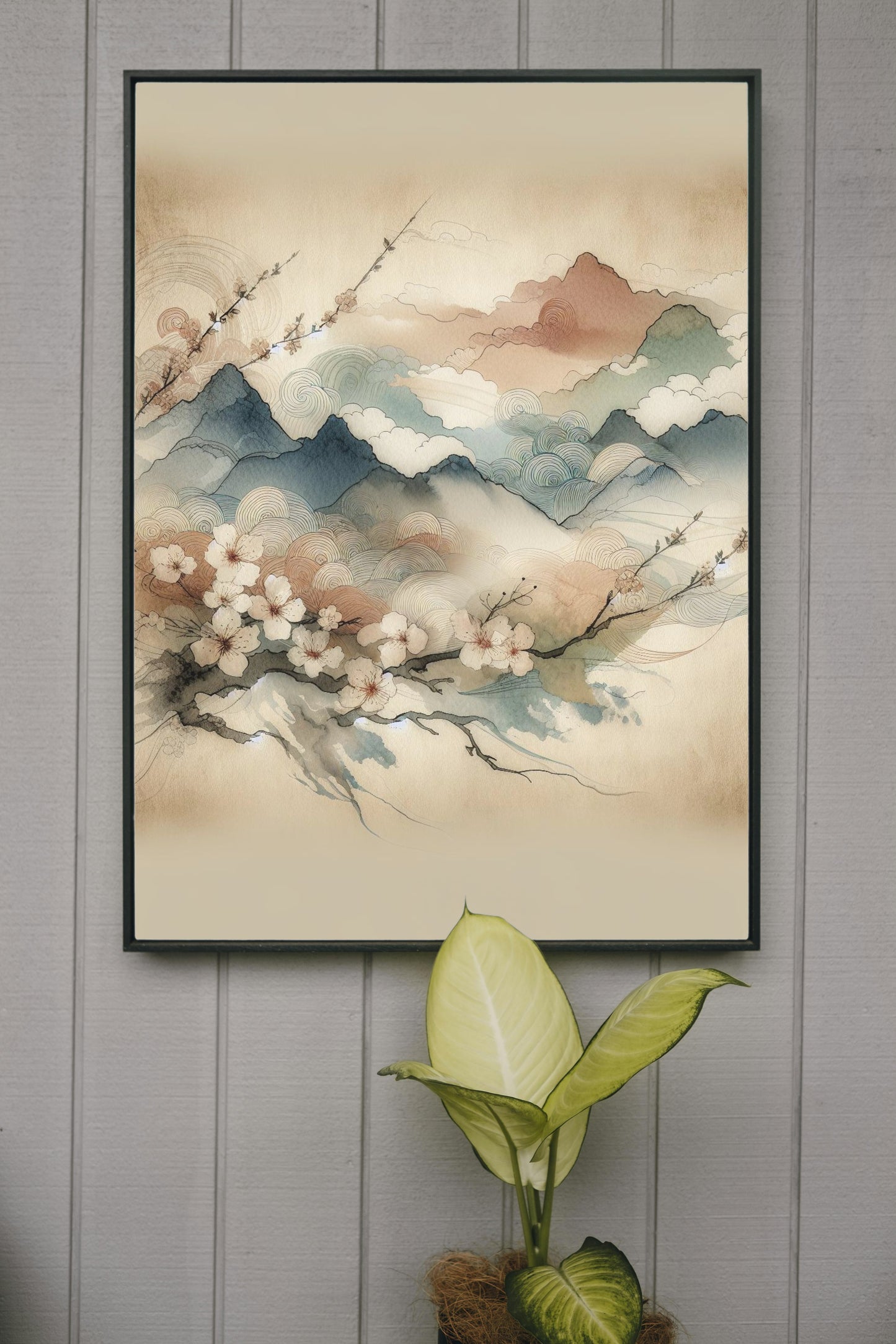 Serenum Natura Japanese Watercolor: Modern Aesthetic with Sandstone