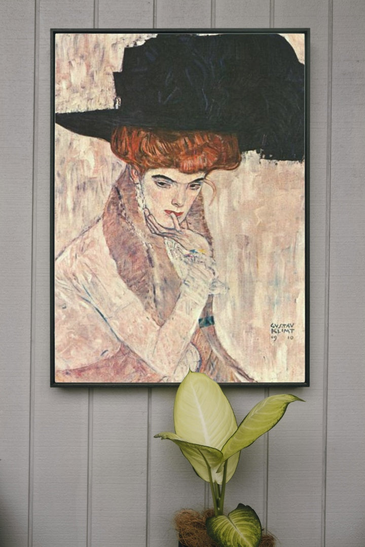 The Black Feather Hat by Gustav Klimt Symbolism Art dated 1910