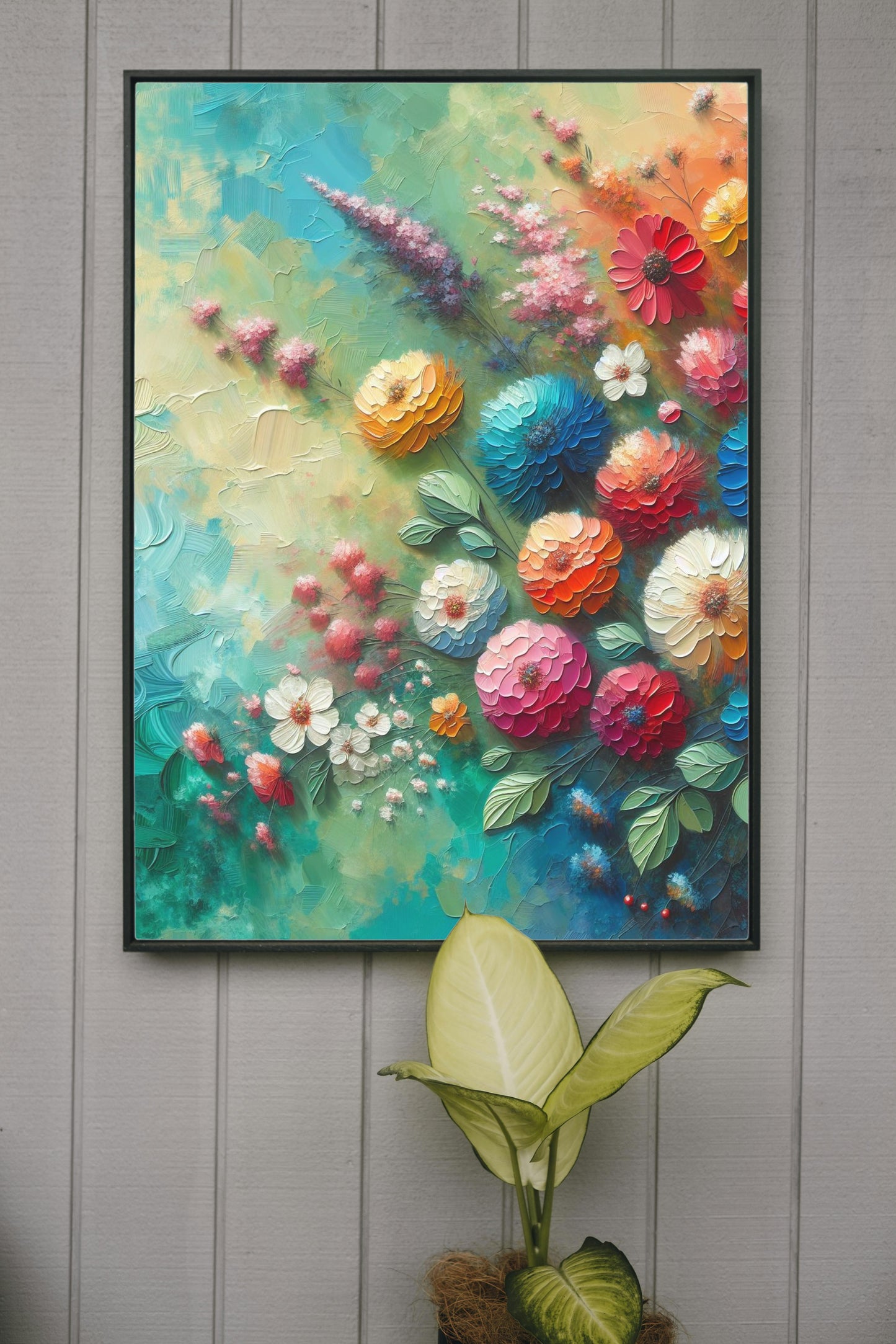 Vibrantus Floralis Oilpainting Art: Luminescent Blossoms