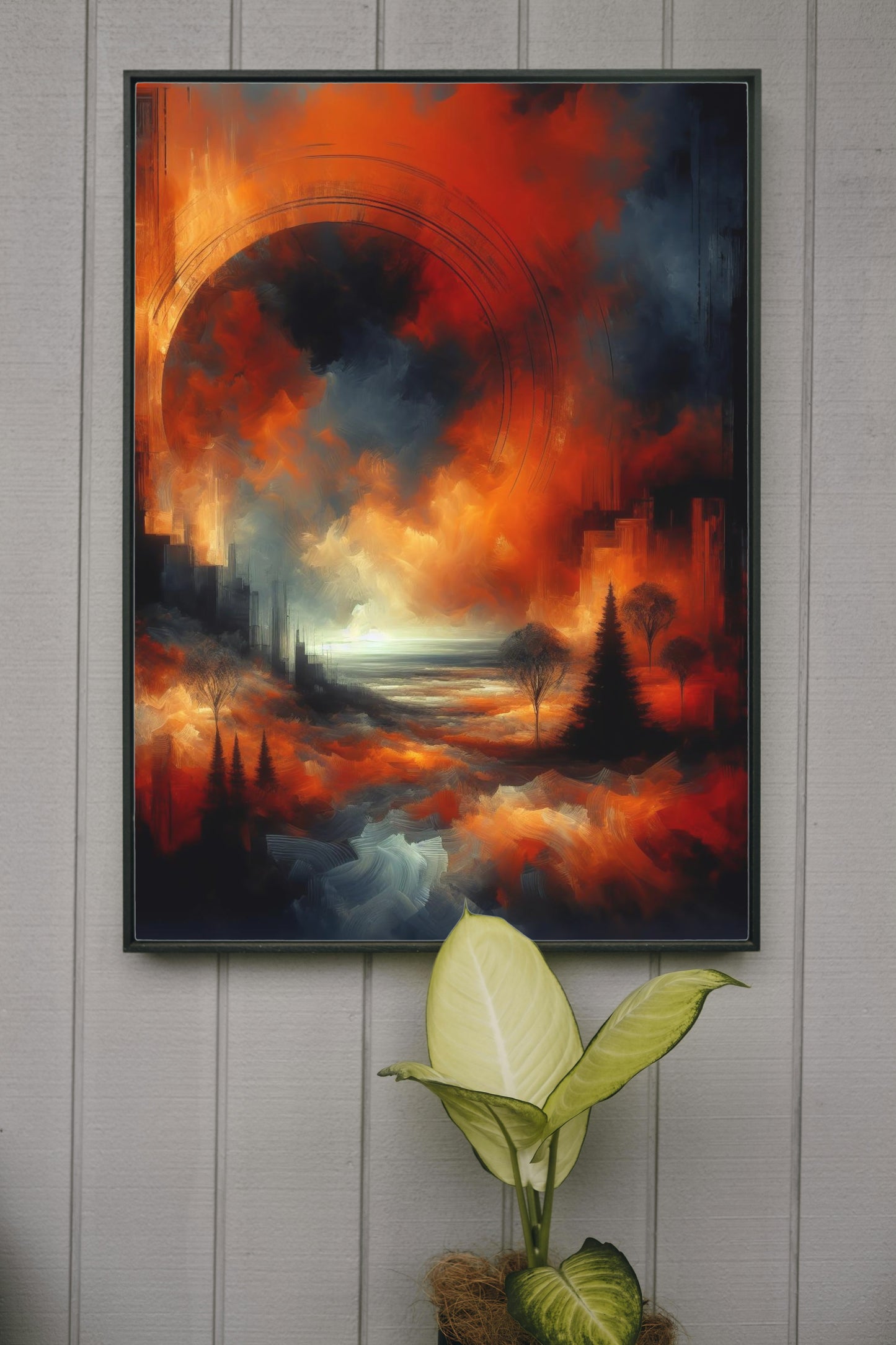 Aurantiaco Crepusculum: Enigmatic and Mystical Landscape Oil Painting