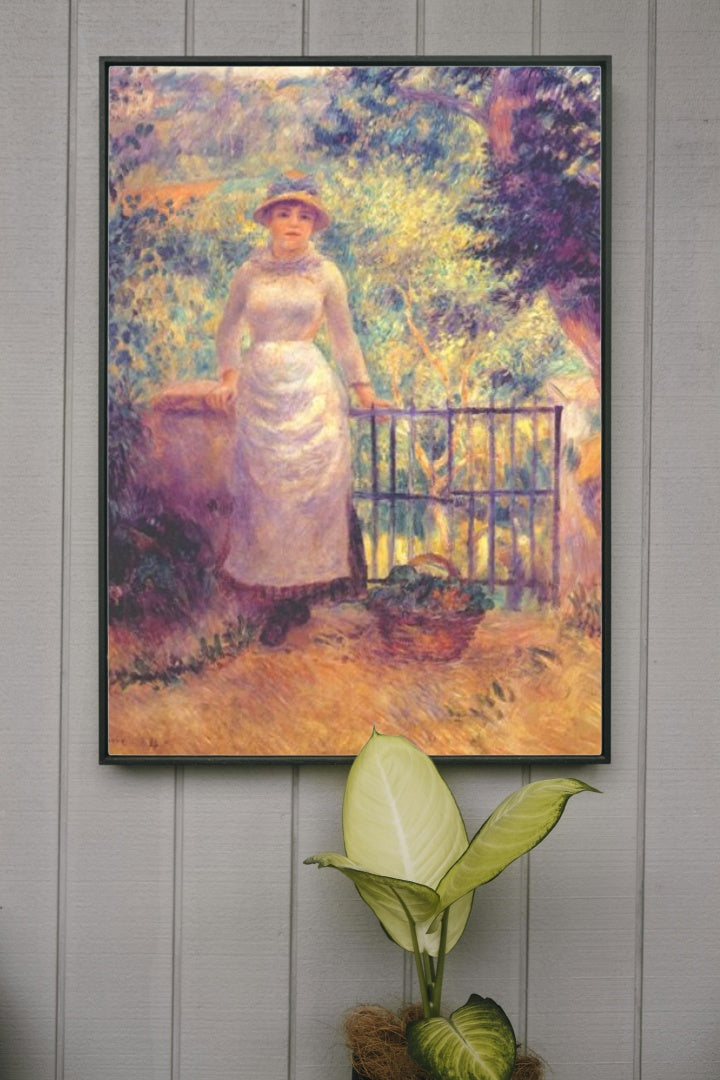 Aline at the gate (girl in the garden) by Pierre-Auguste Renoir Impressionism Art dated 1884