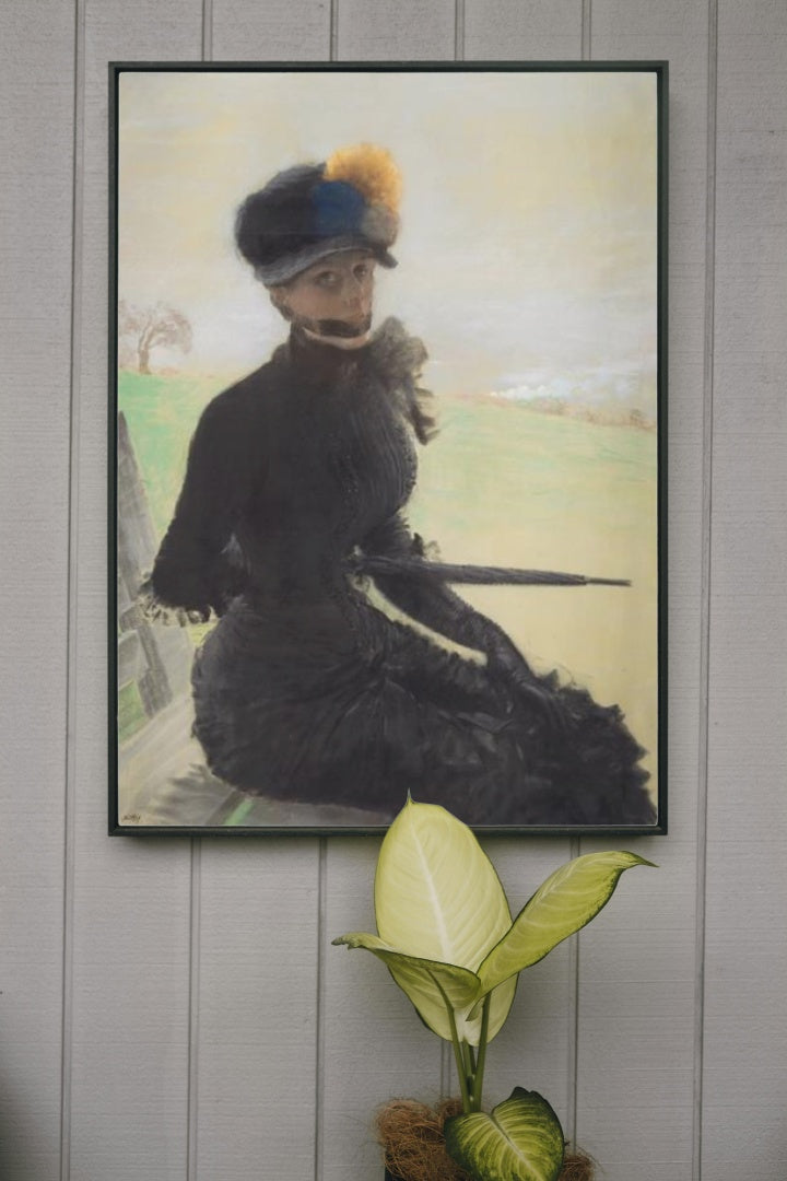 The woman with the pompoms by Giuseppe De Nittis Impressionism Art dated 1881