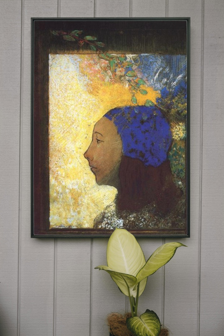 Young Girl in a Blue Bonnet by Odilon Redon Symbolism Art