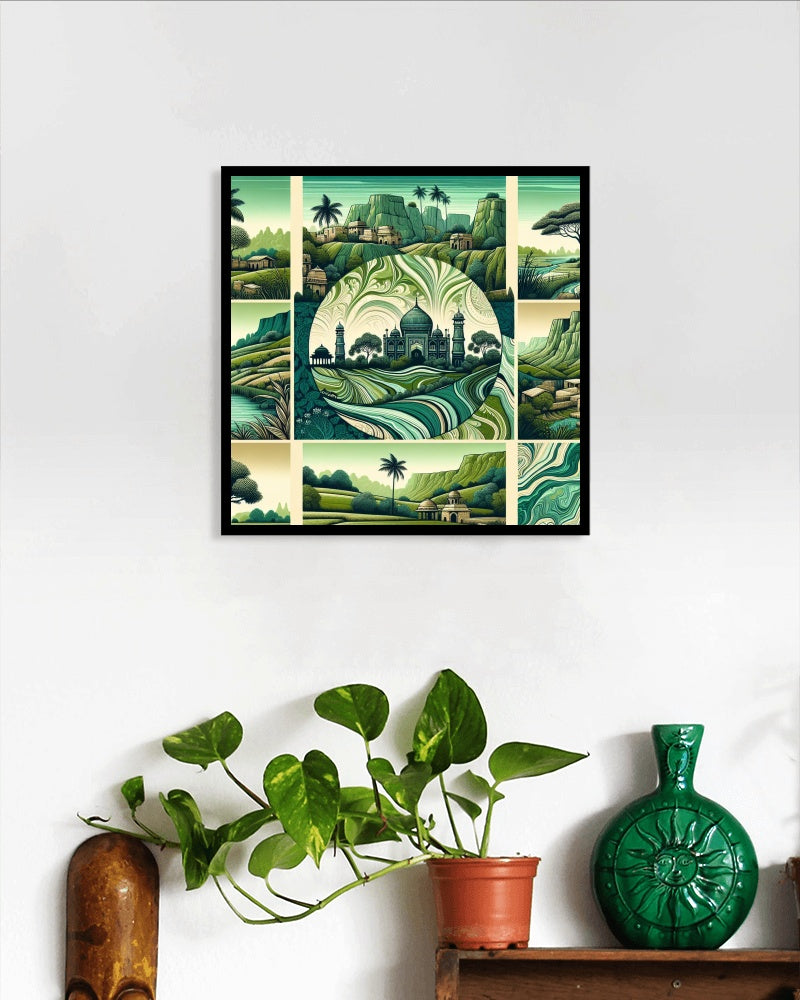 Verdant Adbhutum Landscape Art - Indian Nature Cities, Villages, and Modern Towns