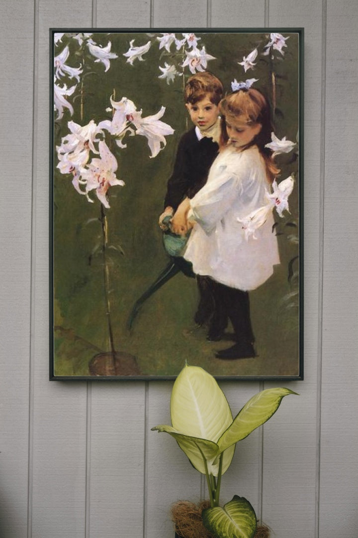 Garden Study of the Vickers Children by John Singer Sargent Realism Art dated 1884