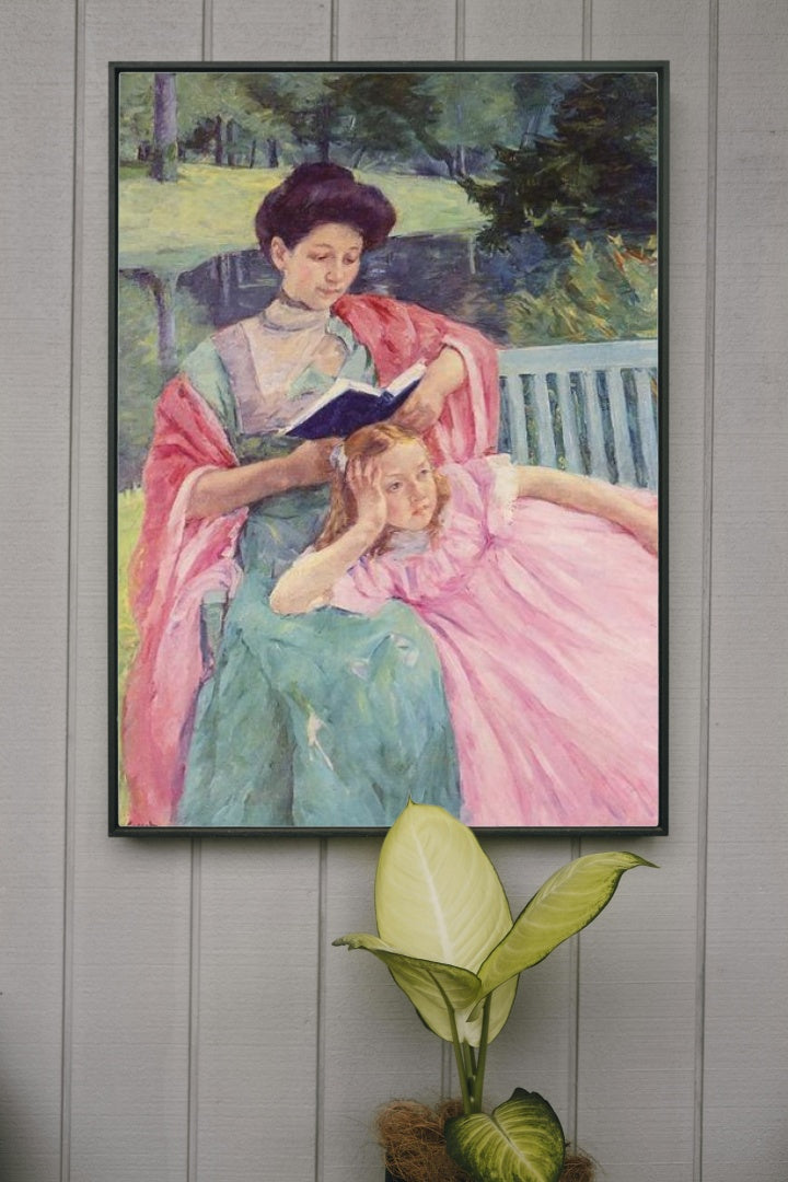 Auguste Reading to Her Daughter by Mary Cassatt Impressionism Art dated 1910