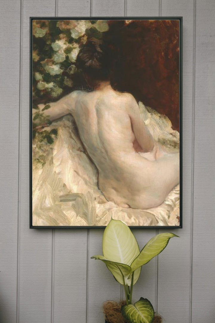 Nude from the back (L&#233;ontine) by Giuseppe De Nittis Impressionism Art dated 1880