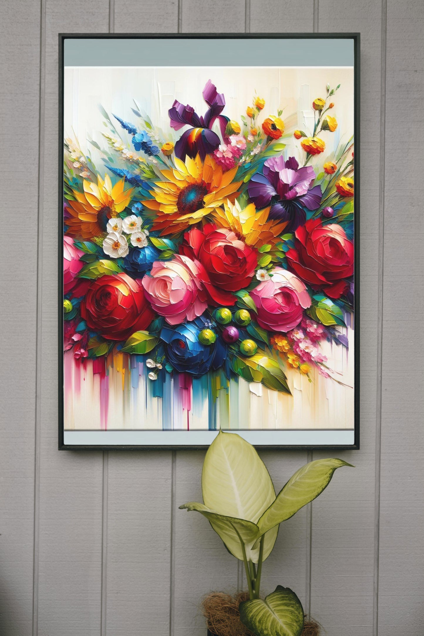 Vibrant Amara Blossomus: Modern Floral Oil Painting