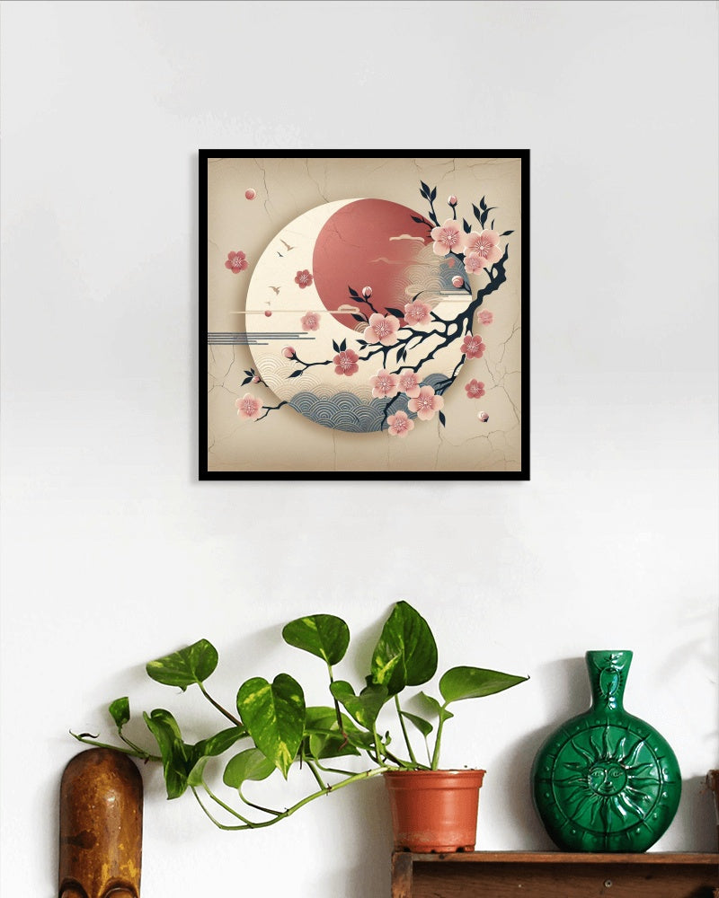 Auroral Sakura Nividae: Japanese Art with Cherry Blossoms and Sun