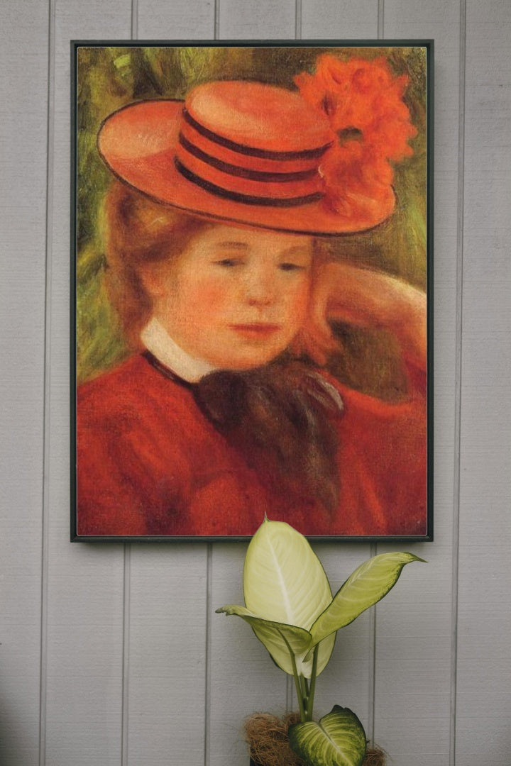 Young Girl in a Red Hat by Pierre-Auguste Renoir Impressionism Art dated 1899