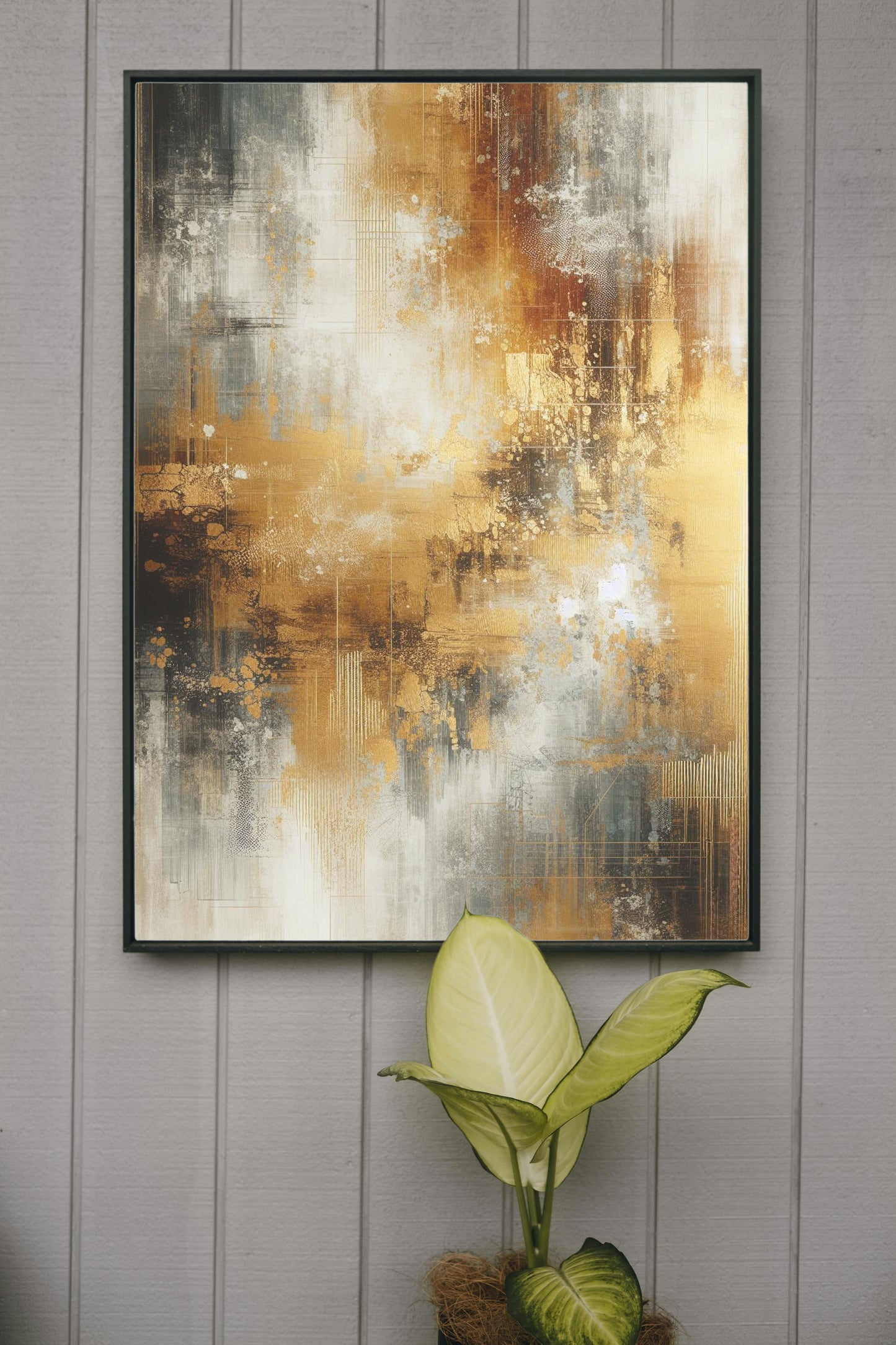 Aureum Vismaya Abstracto: Luminous & Enigmatic Art Piece