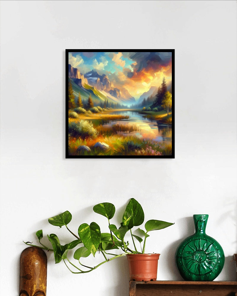 Seraphic Pristinus Vista: Enchanting Landscape Oil Painting