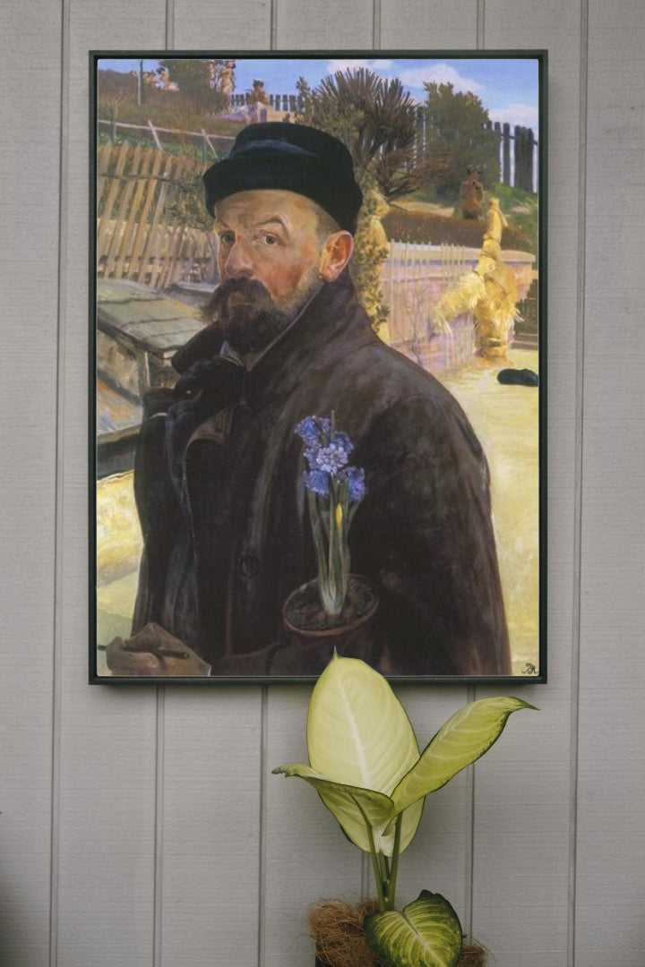 Self-portrait with hyacinth by Jacek Malczewski Art Nouveau (Modern) Art