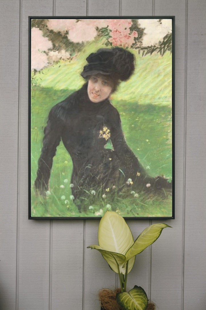 L&#233;ontine in the garden of the De Nittis house by Giuseppe De Nittis Impressionism Art