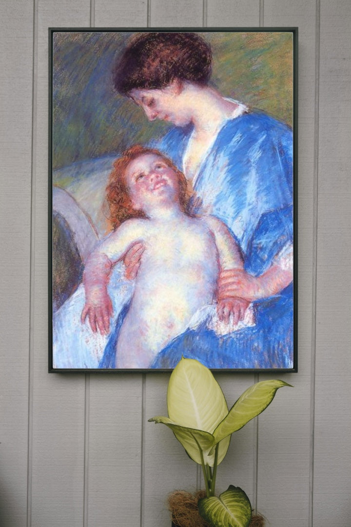 Baby Smiling up at Her Mother by Mary Cassatt Impressionism Art dated 1897