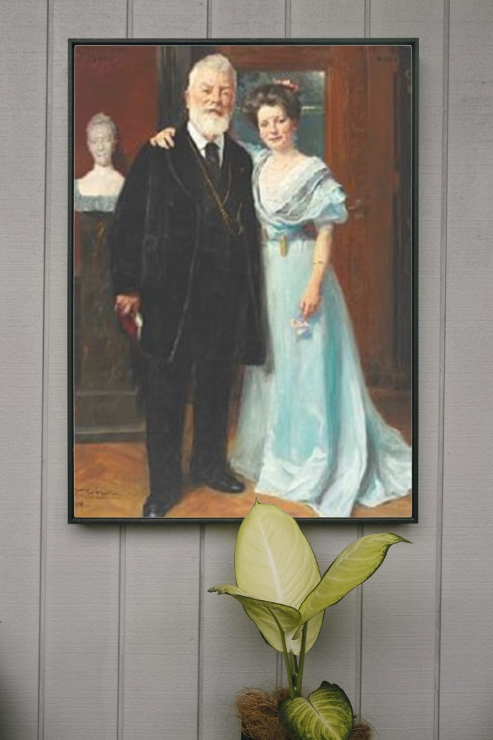 Portrait of Dr. Phil. Brewer Carl Jacobsen with his youngest daughter by Peder Severin Kroyer Realism Art dated 1908