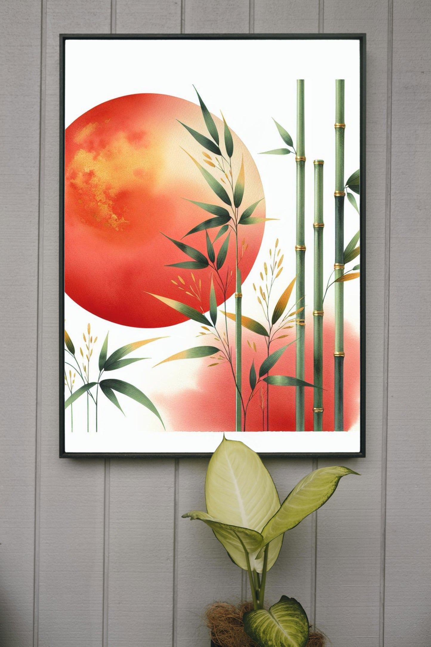 Luminiscent Prajna Japanese Art: Vibrant Surya Bamboo Vista