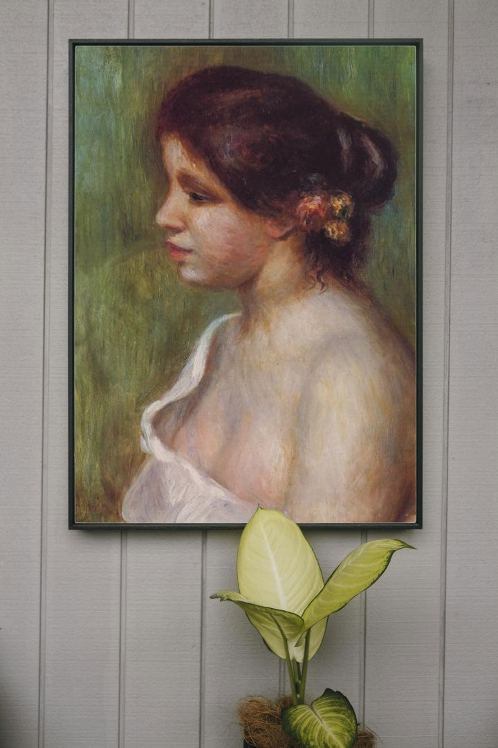 Bust of a Young Woman with Flowered Ear by Pierre-Auguste Renoir Impressionism Art dated 1898