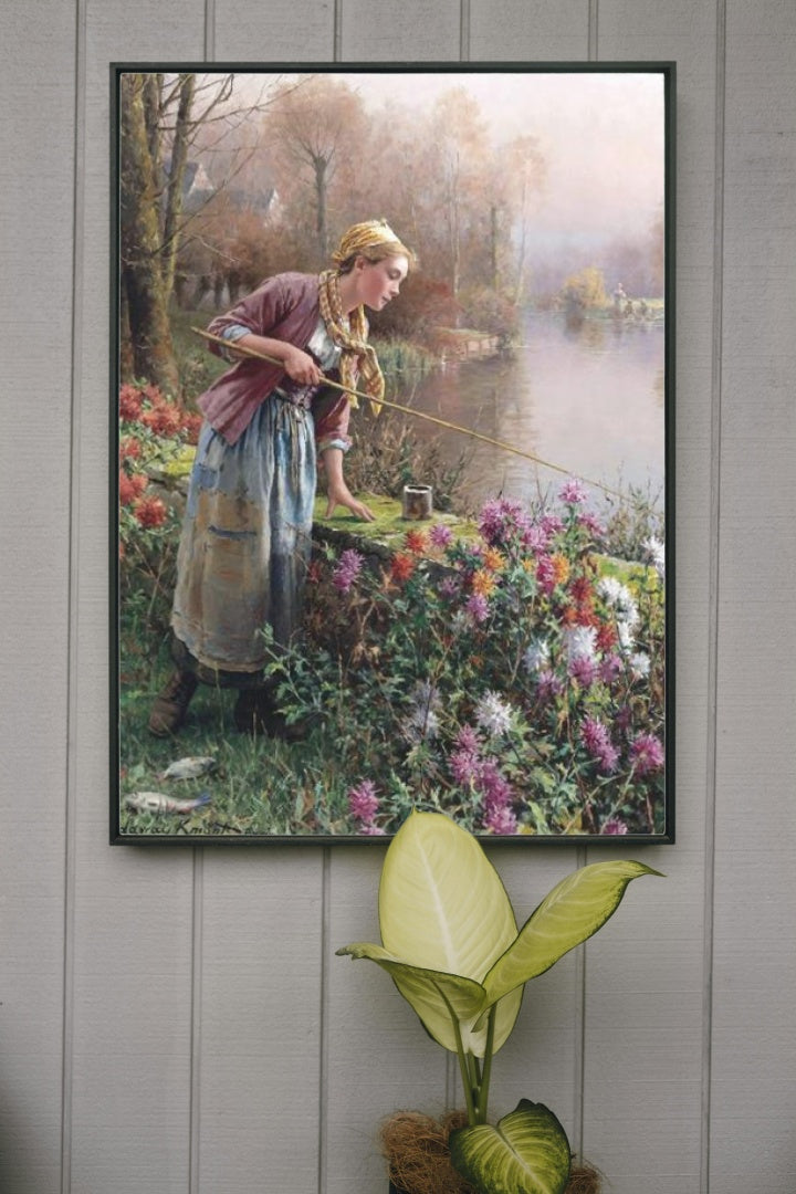 Brittany Girl Fishing by Daniel Ridgway Knight Realism Art