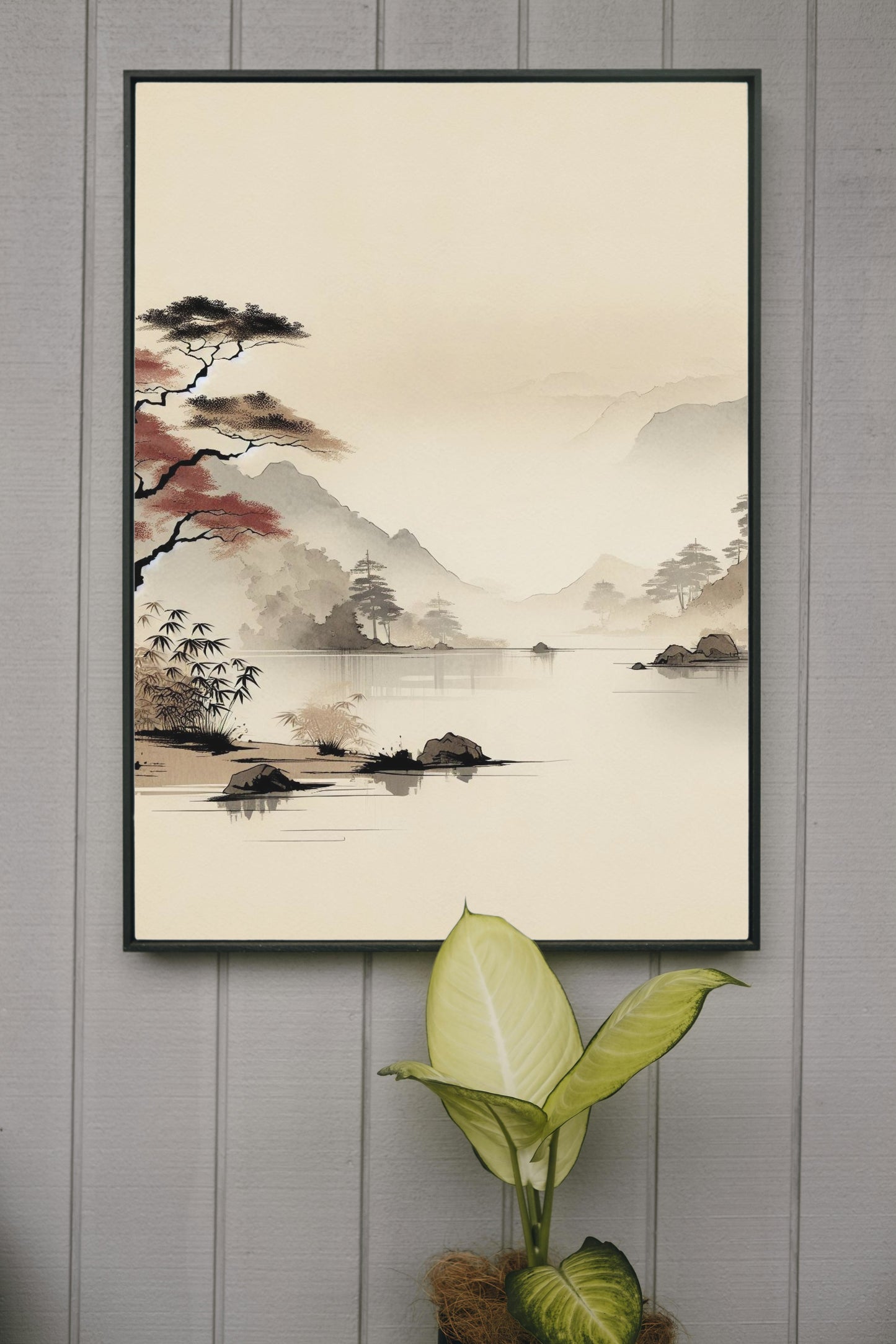 Auroralis Vaporo Nihon: Serene Modern Japanese Watercolor