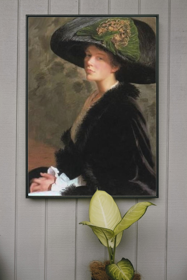 The Green Hat by Lilla Cabot Perry Impressionism Art dated 1913