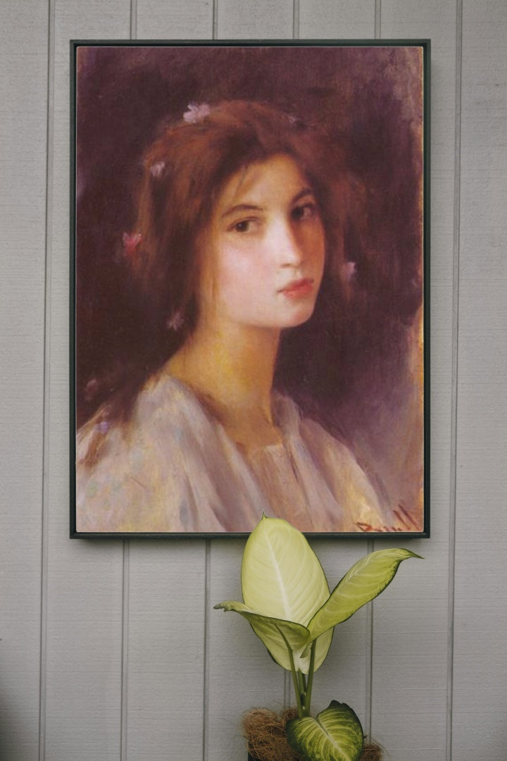 Girl by Joan Brull Art Nouveau (Modern) Art dated 1900