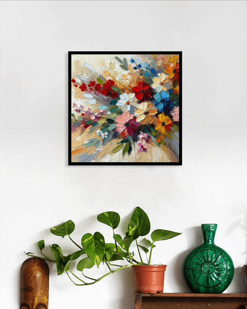 Vividus Floralis Oilpainting: Bright Spectrum Blossoms