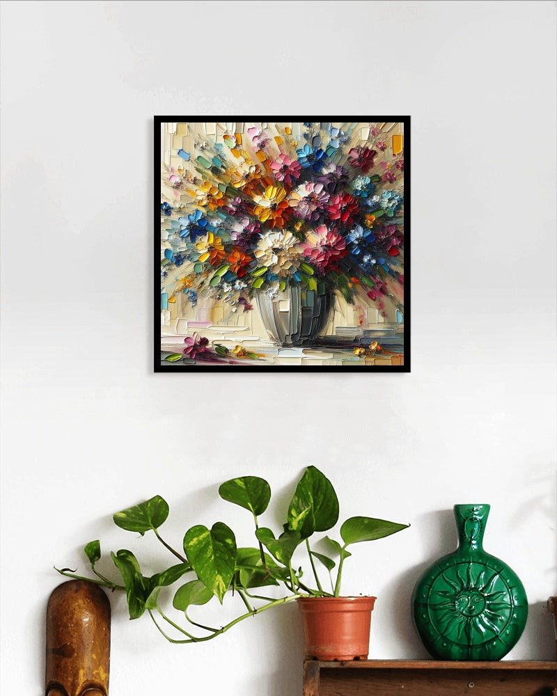 Vividus Vanam Floral Oilpainting: Bright Colors and Textured Brushstrokes