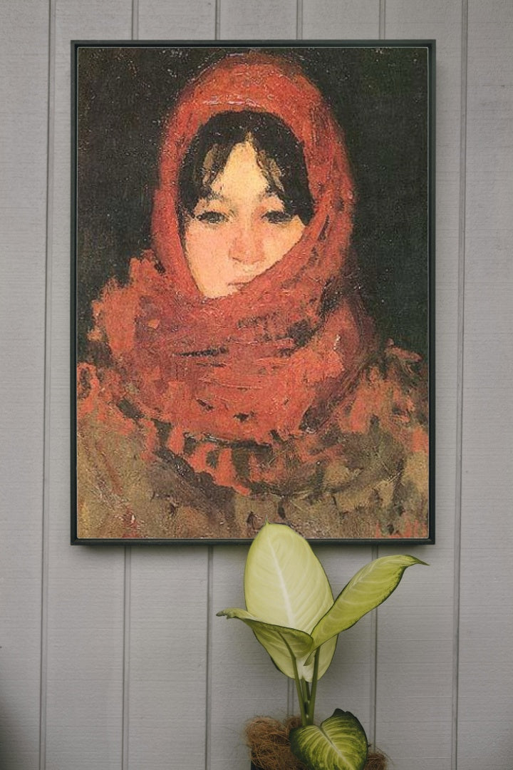 The Red Scarf by Ion Andreescu Impressionism Art