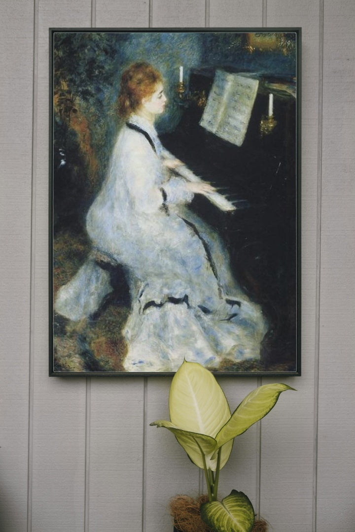 Young Woman at the Piano by Pierre-Auguste Renoir Impressionism Art dated 1876