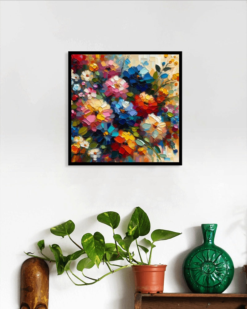 Vibrant Prasanna Blossomus: Modern Floral Oil Painting