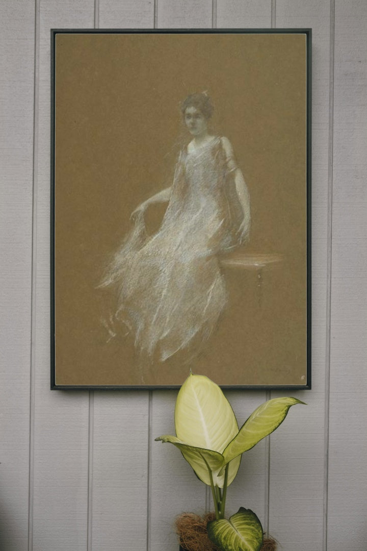 Lady in White 1895 by Thomas Dewing Tonalism Art