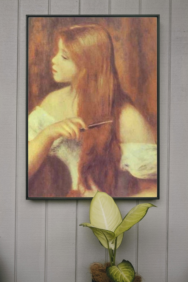 Young Girl Combing Her Hair by Pierre-Auguste Renoir Impressionism Art dated 1894