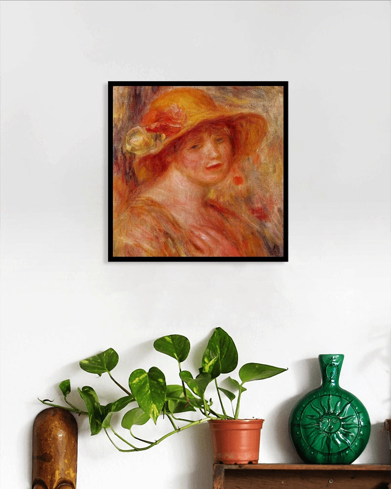 Woman in a Straw Hat by Pierre-Auguste Renoir Impressionism Art dated 1918