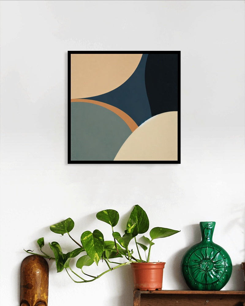 Aureum Vistara Abstractum: Serene Navy and Beige Modern Wall Art