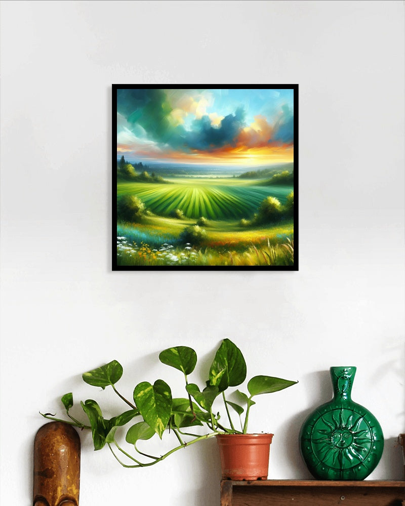 Seraphic Vistarama Verdurous Landscape Oilpainting Art