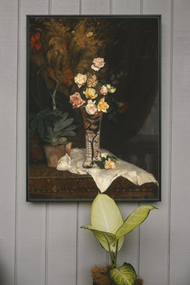 Still life with flowers by Pericles Pantazis Realism Art dated 1877