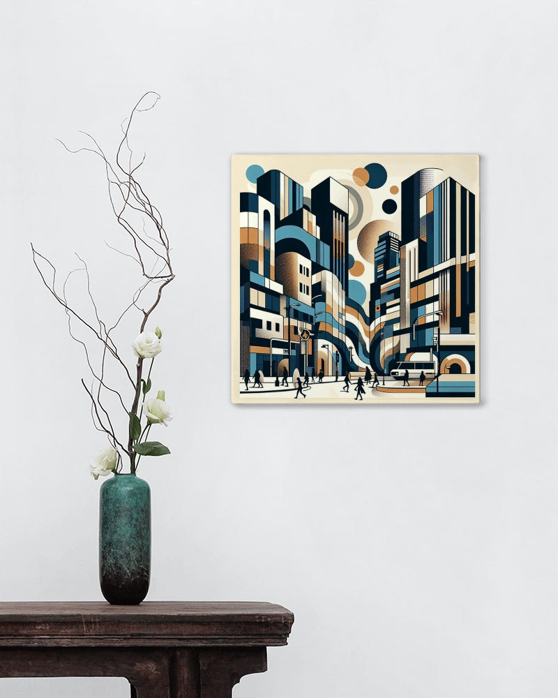 Vividus Astra Street Art: Modern Navy & Beige Palette with Citrine Accents