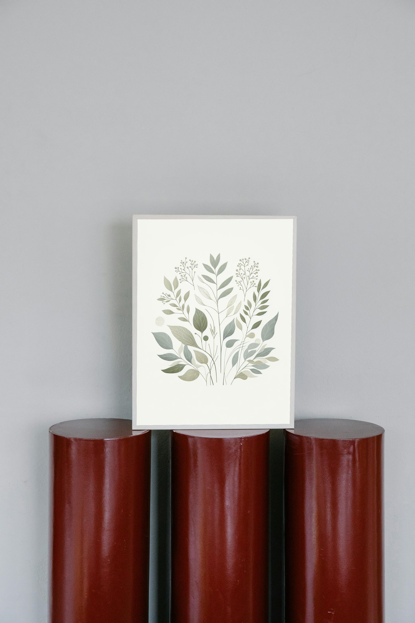 Verdant Aarunya Botanical Art: Modern Watercolor Sage and Off-White Organic Elements