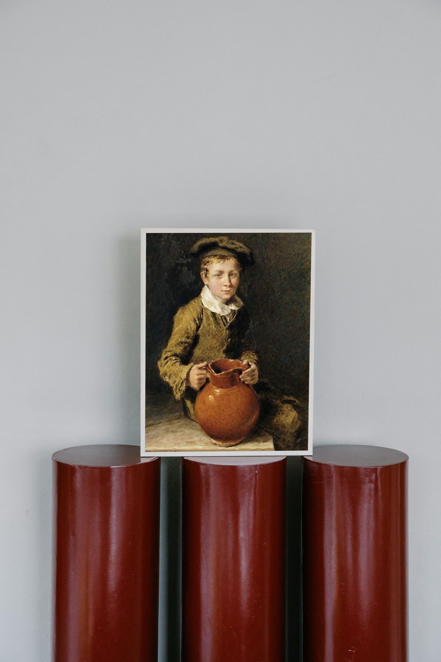 A boy seated on a bench with a pitcher by William Henry Hunt Naturalism Art dated 1839