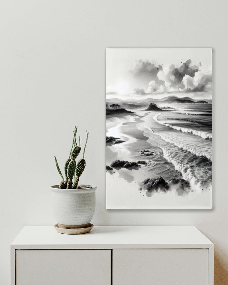 Monochroma Nirantara: Serene Achromatic Seascape