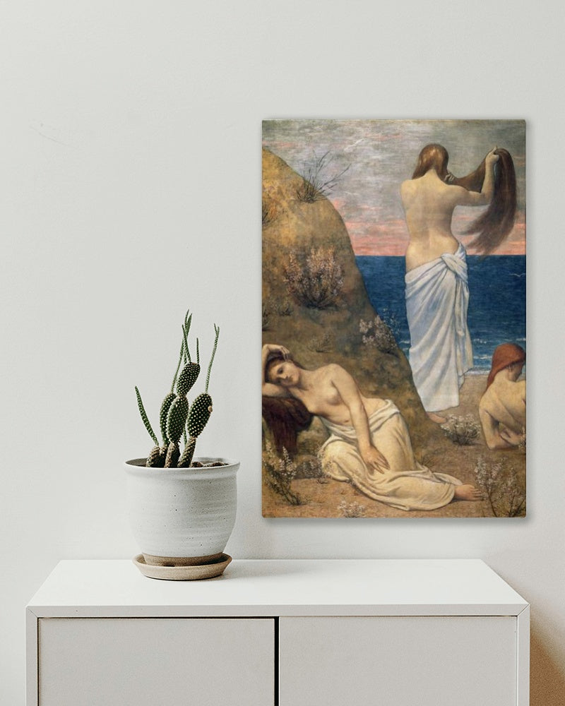 Young Girls on the Edge of the Sea by Pierre Puvis de Chavannes Symbolism Art dated 1879