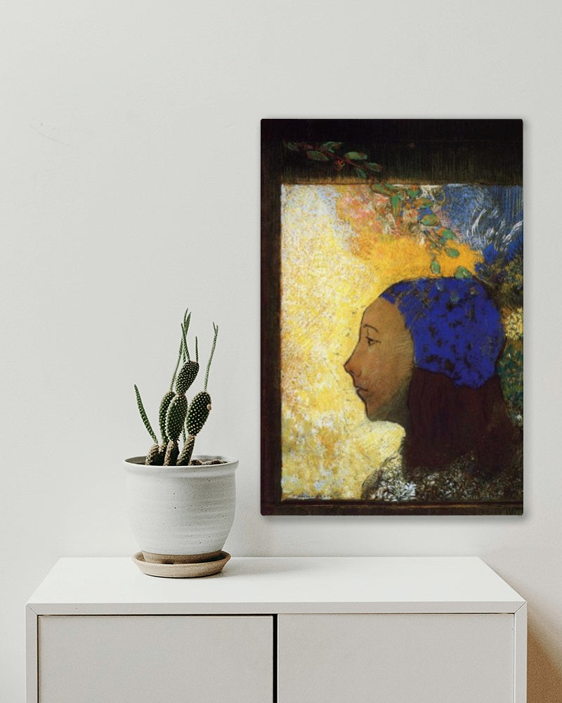 Young Girl in a Blue Bonnet by Odilon Redon Symbolism Art