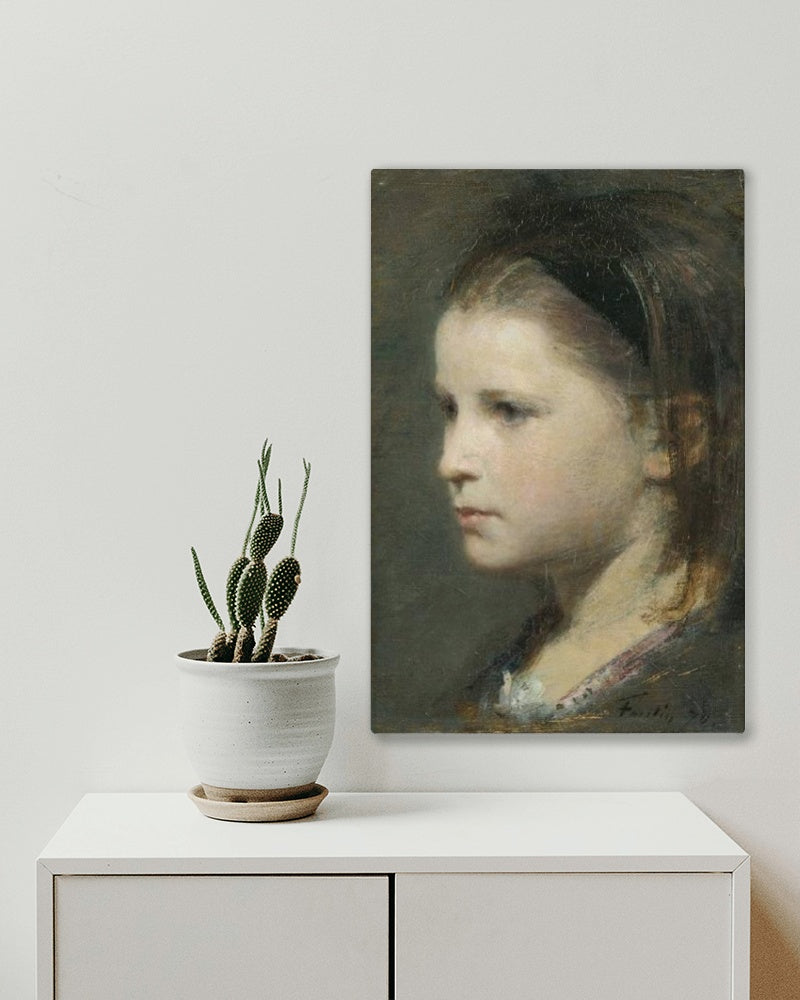 Head of a Young Girl by Henri Fantin-Latour Realism Art dated 1870