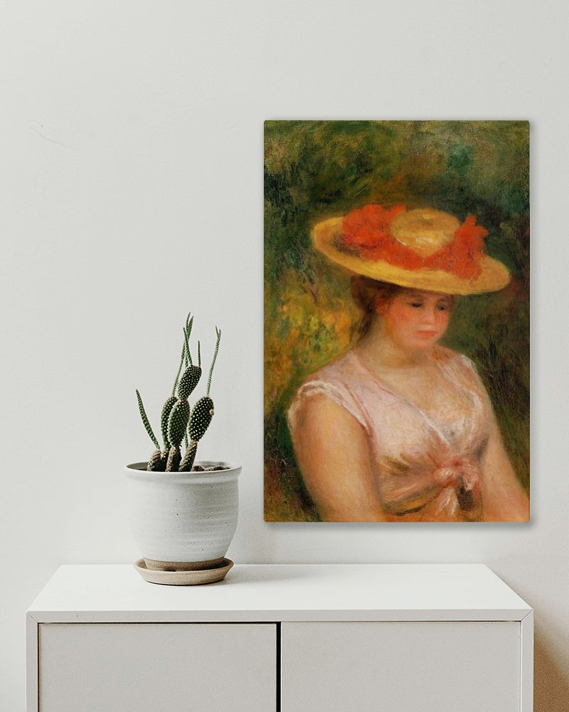 Young Woman in a Straw Hat by Pierre-Auguste Renoir Impressionism Art dated 1901