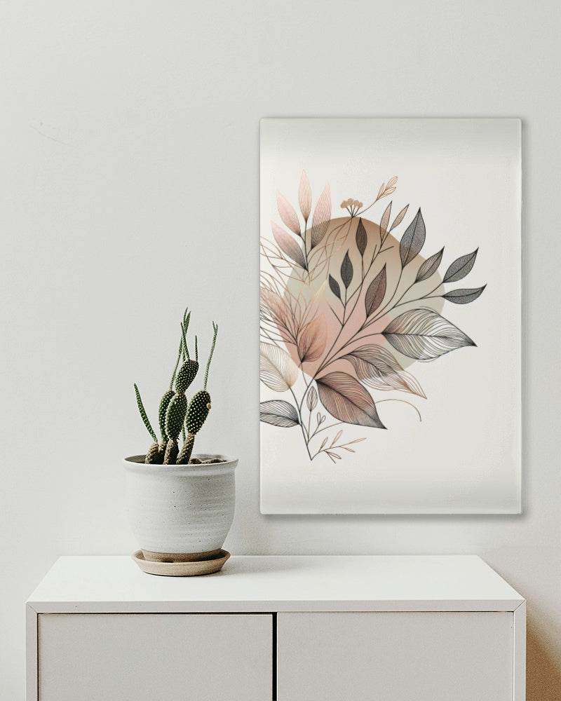 Floralis Subtilis Elegans: Modern Pink and Gold Botanical Line Art