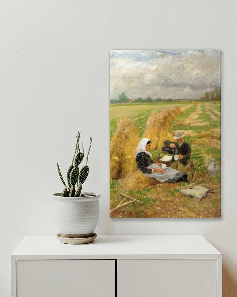 Lunch break in harvest time by Hugo M&#252;hlig Impressionism Art