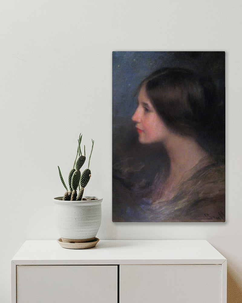 Girl in profile by Joan Brull Art Nouveau (Modern) Art