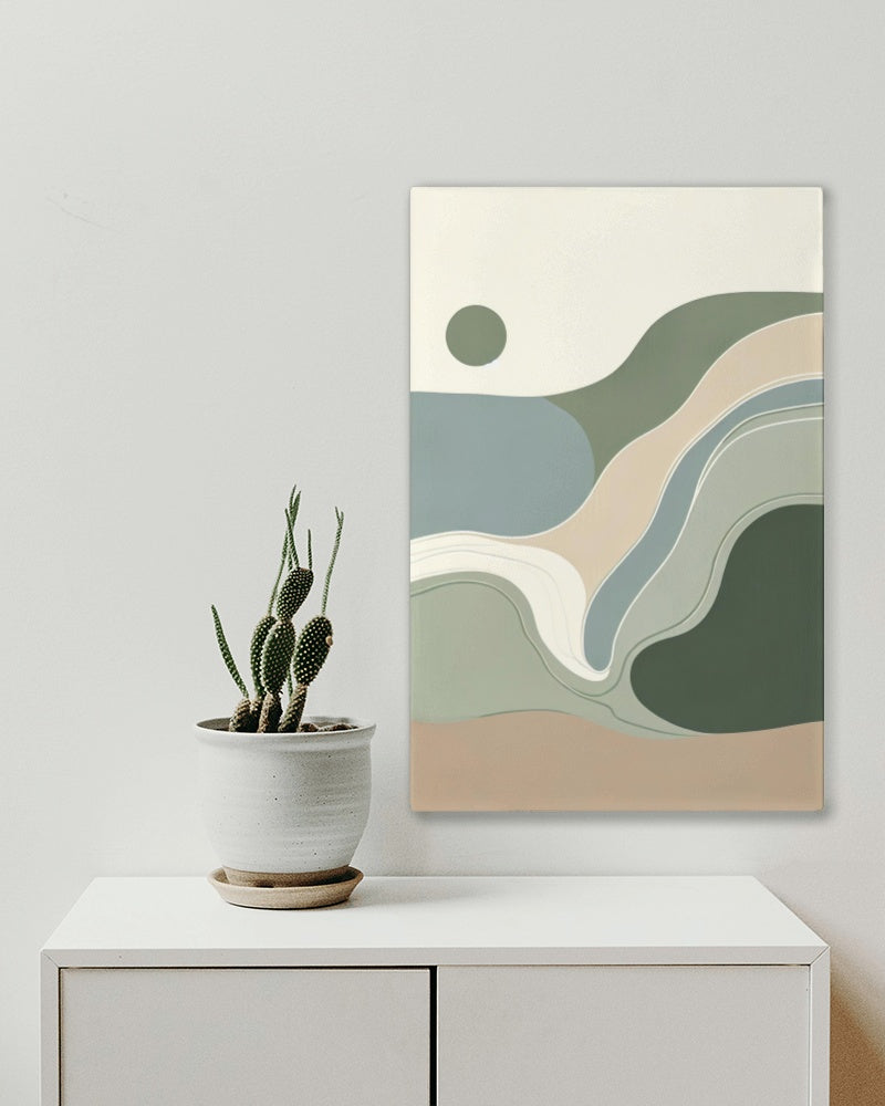 Aetheris Serenus Abstractus: Sublime Sage and Off-White Artwork