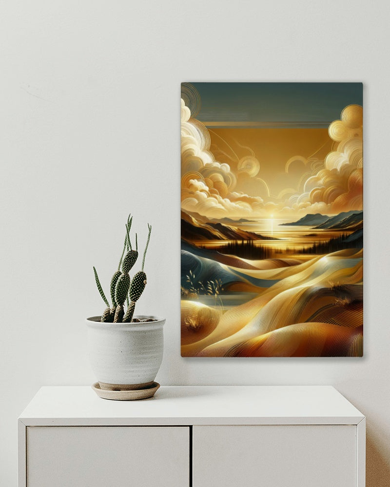 Aureum Vistarama: Luminous Serene Landscape Oilpainting Art